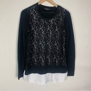 Vera Wang Dress Shirt with a lace front and chiffon under shirt